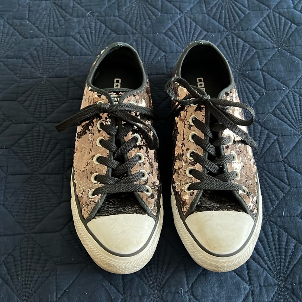 Converse gunmetal sequins low top